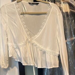 Zara Cream Lace Detail Blouse